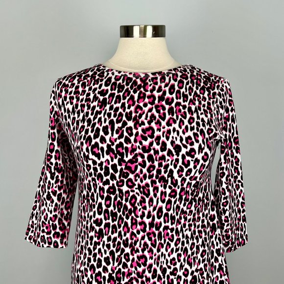 Tyler Boe Alexa Womens Pink Leopard Animal Print A Line Dress Cotton size Small - Picture 2 of 12